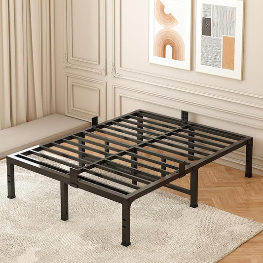 FUIOBYVV King Bed Frames, 16 Inch Heavy Duty Metal Platform Bed Frame King Size Support Up to 3500 lbs, No Box Spring Needed, Headboard Compatible, Steel Slat Support, Noise Free, Easy Assembly