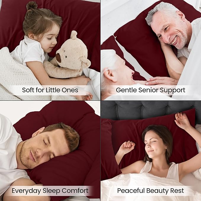 Utopia Bedding Standard Pillow Cases - 2 Pack - Envelope Closure - Soft Brushed Microfiber Fabric - Shrinkage and Fade Resistant Pillow Covers Standard Size 20 X 26 Inches (Standard, Burgundy)