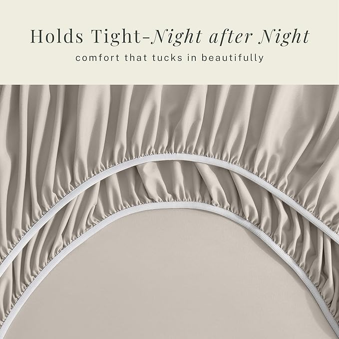 Hearth & Harbor Bed Sheets, Luxury Soft 6 Piece Bed Sheet Set Extra Deep Pocket Fitted Sheets Fits Mattress up to 21", Double Brushed Bedding Sheets & Pillowcases, Twin, Natrual Linen