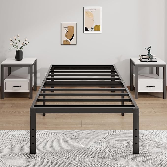 LUMUNANCE Metal Bed Frame Twin XL Size - 16 Inch Heavy-Duty Platform Bed Frame No Box Spring Needed, Easy Assembly, Noise-Free, Sturdy Mattress Foundation, Underbed Storage Space