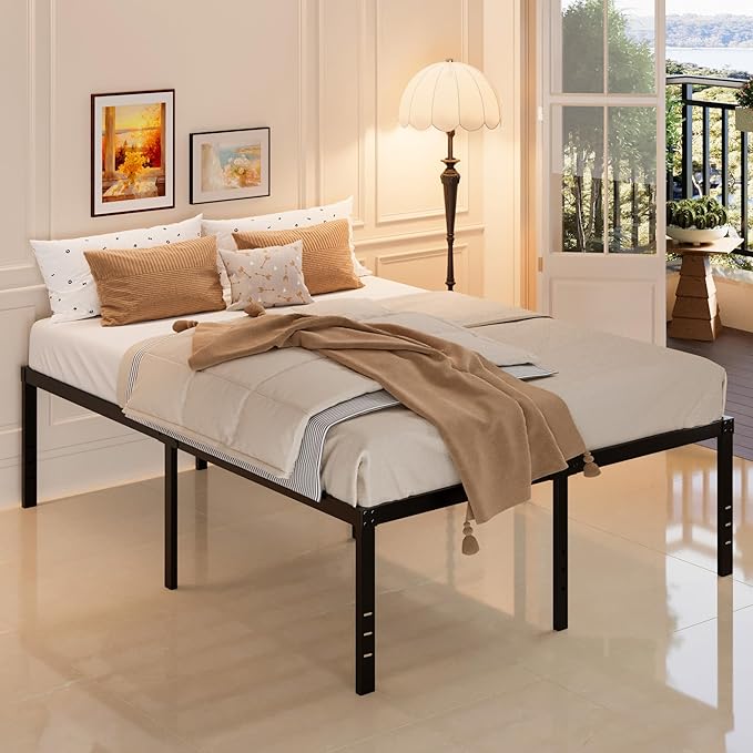 Maenizi California King Bed Frames, 20 Inch Heavy Duty Metal Platform Support Up to 3000 lbs with Steel Slat, No Box Spring Needed, Easy Assembly, Noise Free, Black