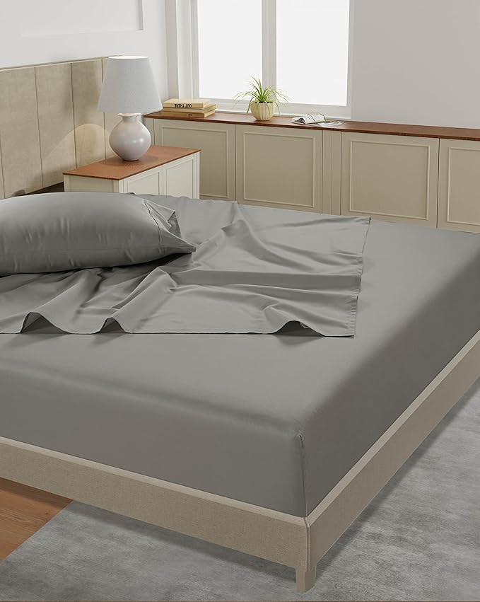 LANE LINEN 100% Cotton Sheets Queen Size – 450 Thread Count Naturally Cooling Queen Bed Set, Durable Bedding for Daily Use, Luxury Sateen Finish, Snug Fit 15" Deep Pocket Fitted Sheet – Paloma