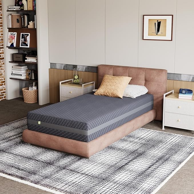 Novilla 8 Inch Twin Size Mattress, Mattress Twin Gel Memory Foam for Airflow Boost & Ergonomic Support with Breathable Side Panel & Green Tea-Infused Foam, Mattresses in a Box, Medium Firm