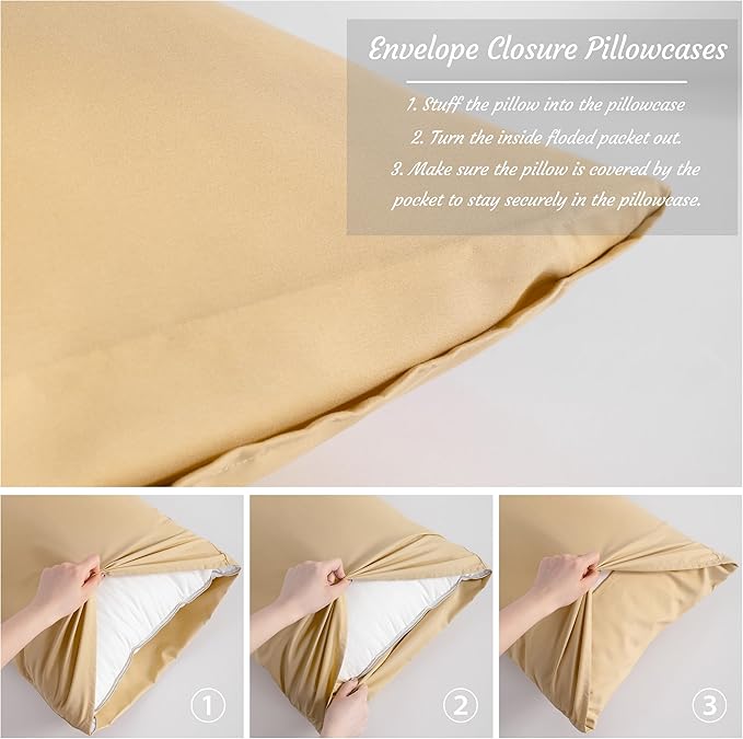 NTBAY 2 Pack Body Pillowcase, 20x54 inches, Light Taupe, Soft, Wrinkle, Fade Resistant, Envelope Closure, Microfiber, 2 Pillowcases, Set of 2