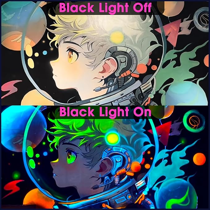 Briignite Black Light Bulbs, 12W LED Black Light Light Bulb for Halloween Decoration, UVA 385-400nm UV Light, A19 Blacklight Bulb for Glow in Dark, Body Paint Fluorescent Poster Glow Party, 4 Pack