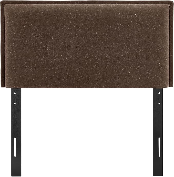 Modway Camille Twin Size Upholstered Linen Blend Headboard with Removable Slipcover – in Cocoa - Padded Pillow Style Headboard with Adjustable Mounting for Twin Beds