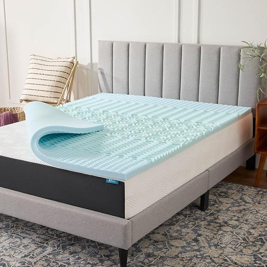 LUCID 2 Inch Gel Memory Foam Mattress Topper, Twin size – 5 Zones – Cooling Gel Infusion – CertiPur Certified Foam