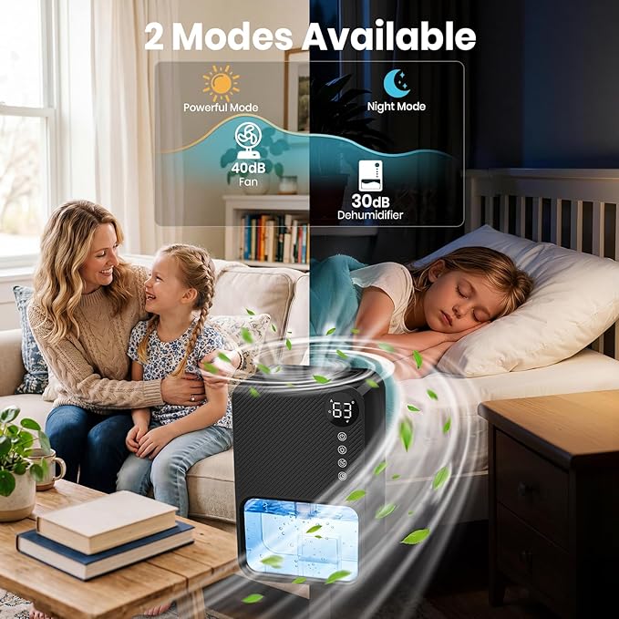 Dehumidifier,128oz Visible Water Tank 1000 sq.ft Dehumidifier for Home – Quiet Portable Unit with 24-Hour Timer, Auto Shut-off, Sleep Mode & 7-Color Night Light for Bathroom, Bedroom, Basement, RV