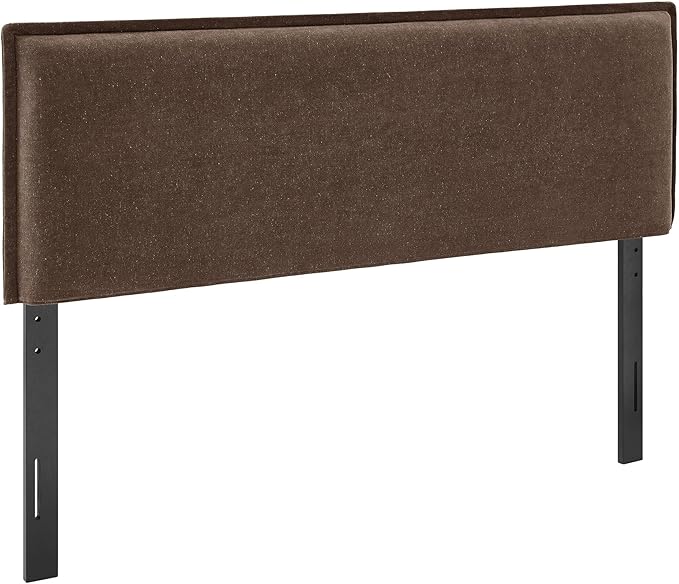 Modway Camille Full Size Upholstered Linen Blend Headboard with Removable Slipcover – in Cocoa - Padded Pillow Style Headboard with Adjustable Mounting for Full Beds