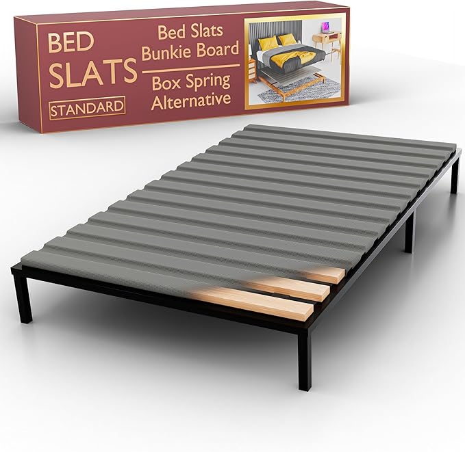 Treaton, 0.75-Inch Horizontal Wooden Bunkie Board/Bed Slats, 78" x 60", Grey