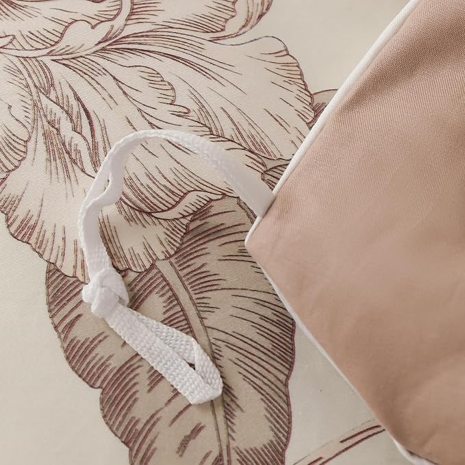 Duvet Cover Set Twin Size Floral Pattern 600 Thread Count Ultra Soft 100% Long Staple Cotton Duvet Cover Sets 3-PC, Breathable Duvet Cover with Zipper Closure & Corner Ties