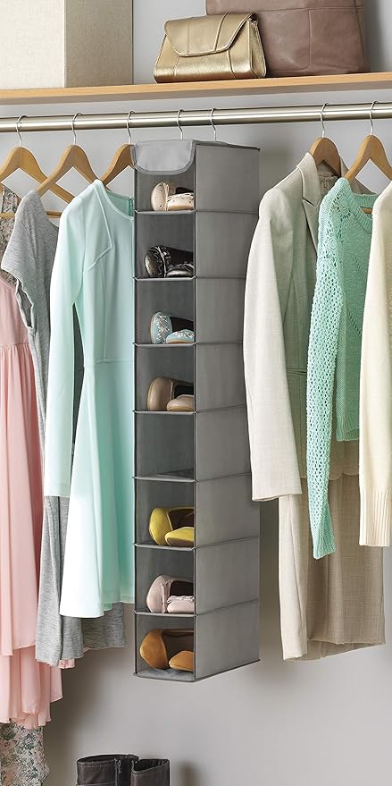 Whitmor 8 Section Hanging Shoe Organizer | Grey | For Closet | No Floor Space Required | Pack of 6