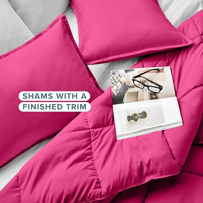 Bare Home Comforter Set - Queen Size - Ultra-Soft - Goose Down Alternative - Premium 1800 Series - All Season Warmth (Queen, Pink)