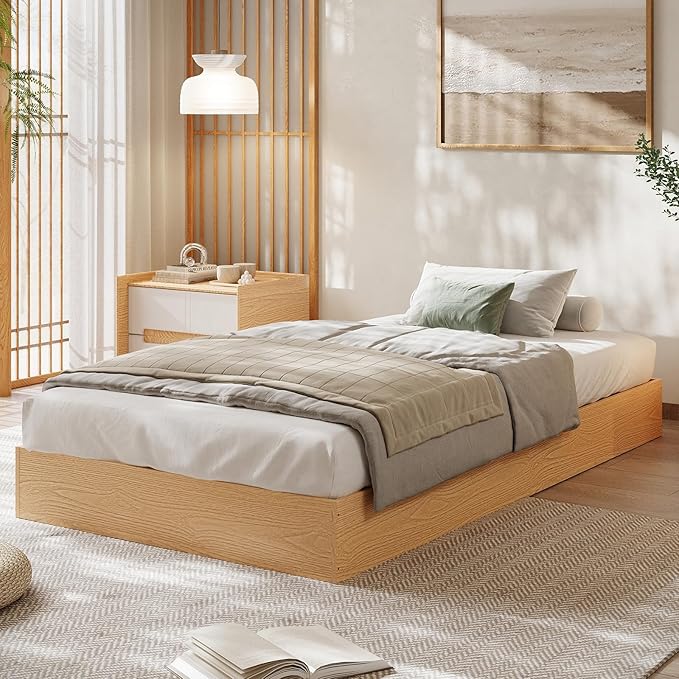 GarveeHome Twin XL Size Wood Platform Bed Frame,Wooden Bed Frame Without Headboard, Wood Slat Support,No Box Spring Needed, Easy Assembly
