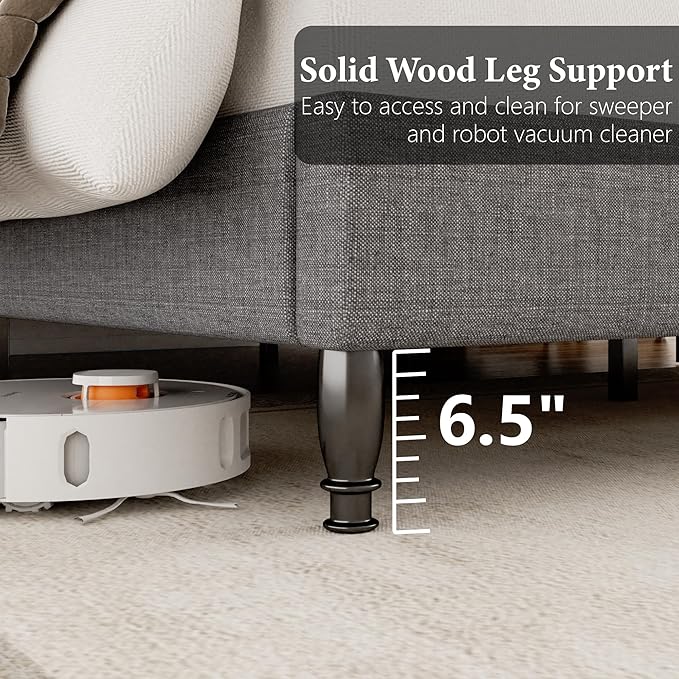 Queen Size Bed Frame with 50.4" Tall Wingback Headboard, Upholstered Platform Bed Frame with Arched Tufted Design, No Box Spring Needed, 1000lbs Heavy Duty Support, Easy Assembly, Light Grey