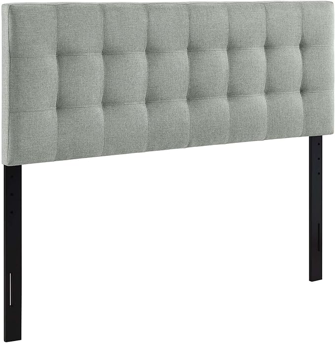Modway Lily Tufted Linen Fabric Upholstered King Headboard in Gray