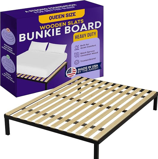 Greaton, Wooden Queen Bed Slats for Support Under Mattress – Replacement Wood Slats for Queen Size Bed Frame – Under Mattress Support Without Extra Height – 3.38-Inch Standard Width