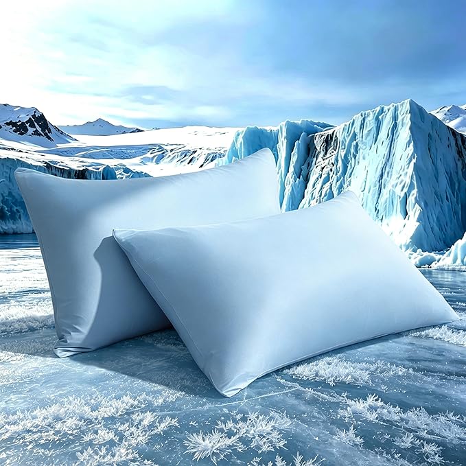 TELUS Cooling Pillowcases Standard Size 2-Pack, Silky Soft Breathable Pillow Case with Envelope Close, Stay Cool Pillow Cover for Hot Sleepers and Night Sweats, 20x26 Inch, Sky Blue
