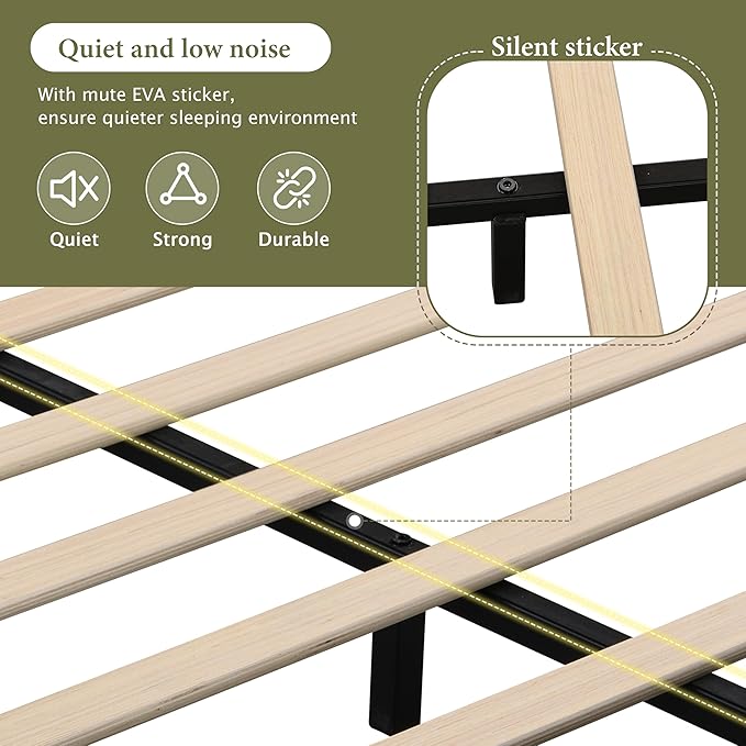 Christopher Knight Home Lanet Linen Upholstered Queen Size Bed Frame with Headboard, Modern Queen Bed Frame and Headboard, Wooden Slats Support, Easy Assembly, No Box Spring Needed, Beige