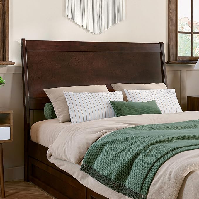 AFI, Casanova Full Solid Wood Panel Headboard, Walnut