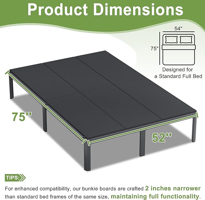 Yicensen Bunkie Board Full, High Density Full Size Bunkie Board, Bed Support, Moisture-Resistant, Anti-Slip, Breathable