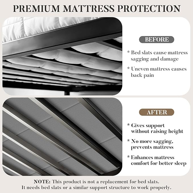 Premium Bunkie Board King Size (76" x 80") – High Density Mattress Support, Helps Reduce Sagging, Low Profile, Non-Slip, Moisture-Resistant, for Platform & Slatted Bed Frames
