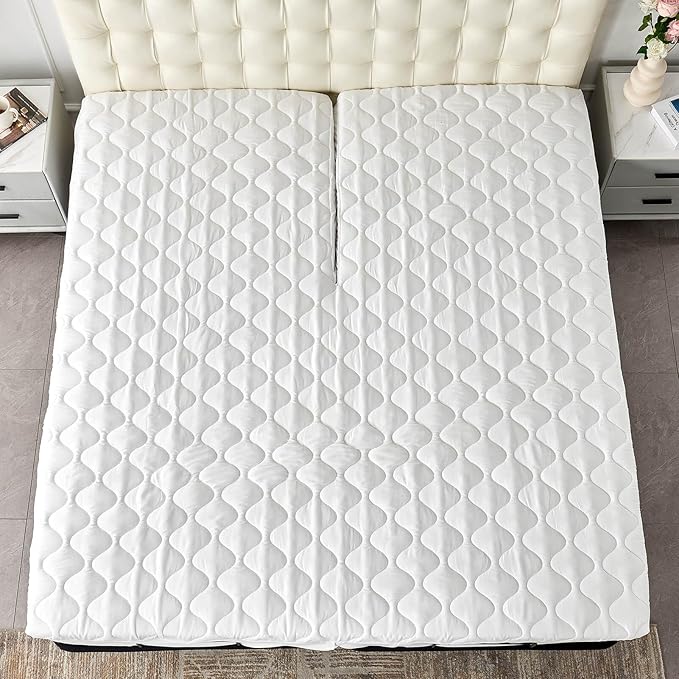 Quilted 28-30" Split Top California King Mattress Protector Pad for Adjustable Beds with Upper Flex Head Waterproof Padded Topper Noiseless Fitted Matress Cover