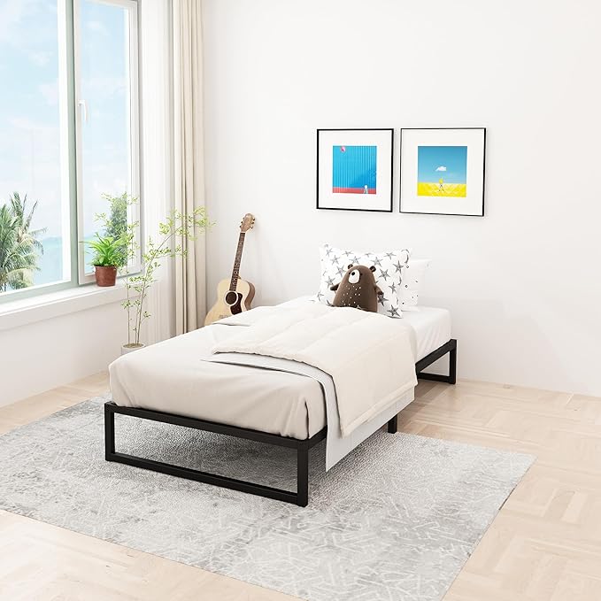 Lutown-Teen 12 Inch Twin XL Bed Frames Heavy Duty Sturdy Metal Platform Bed Frame No Box Spring Needed, Noise Free, Easy Assembly, Black