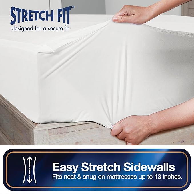 All-in-One Mattress Protector, Zippered Encasement, Water & Stain Resistant, Triple Seal Protection, Full, White