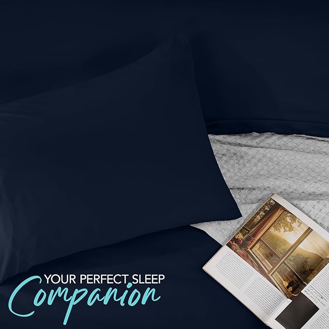 Utopia Bedding Duvet Cover Set with Pillowcases - 3 Pieces Bedding Duvet Cover with Zipper Closure - 1 Duvet Cover with 2 Pillowcases - Soft Brushed Microfiber (Queen, Navy)