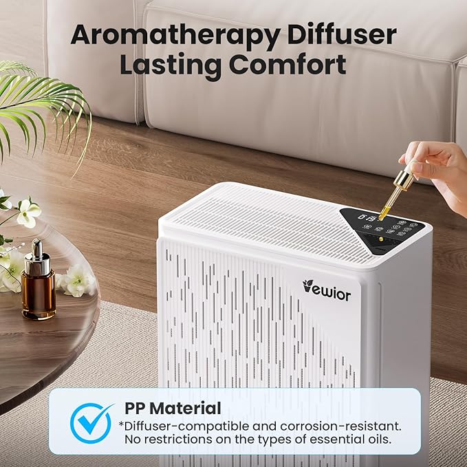 Air Purifiers for Home Large Room up to 2535ft², VEWIOR H13 True HEPA Air Cleaner for Bedroom with PM2.5 Display Auto Air Quality Sensor, Fragrance Diffuser for Wildfire Smoke Pet Hair Dust