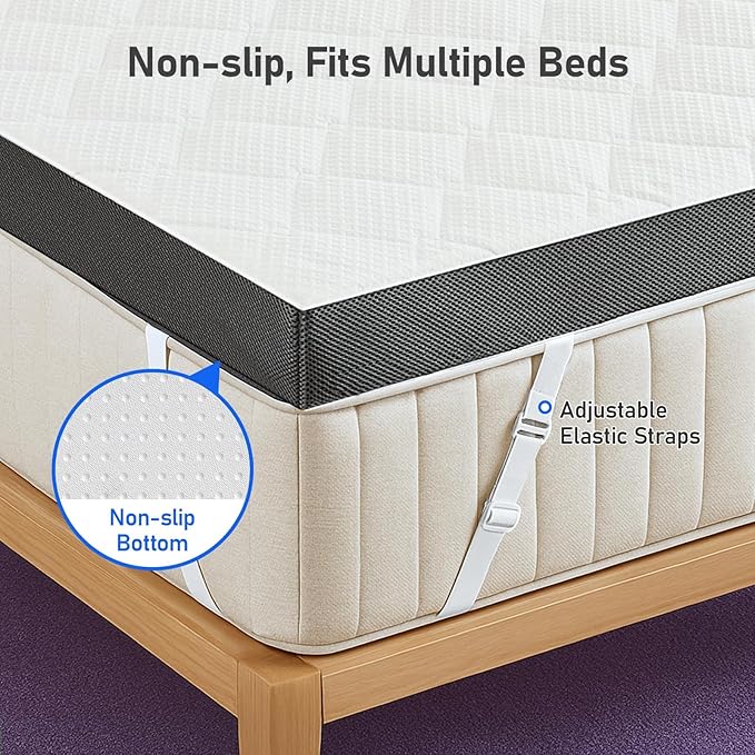 Extra Firm Mattress Topper Queen: 4 Inch High Density Foam Mattress Pad, Extra Support for Back Pain Bed Topper, Washable Breathable Anti-Slip Zipper Cover, CertiPUR-US Oeko-Tex Certified 80x60