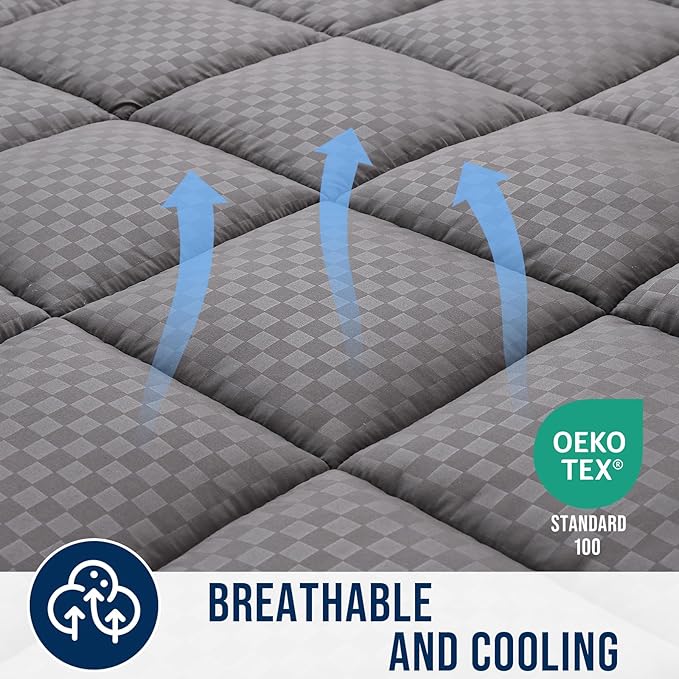 OLANLY Twin Quilted Fitted Mattress Pad, Elastic Fitted Mattress Topper, Cooling Soft Mattress Cover Stretches up to 21 Inches Deep, Machine Washable Mattress Protector (39x75 inch, Dark Grey)