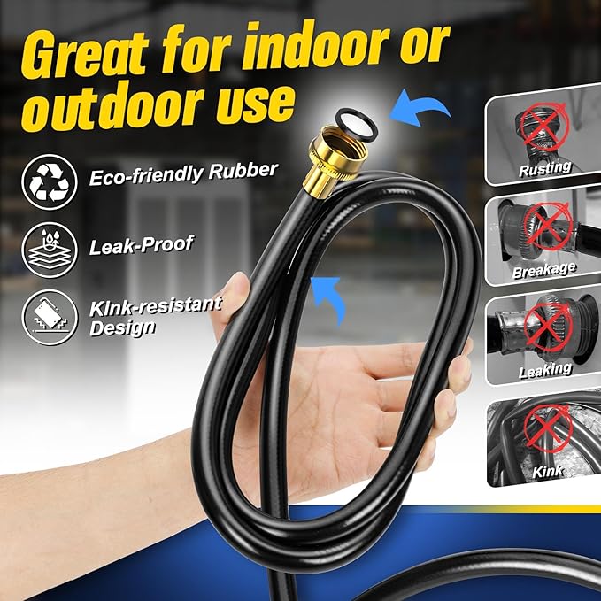 30FT Dehumidifier Drain Hose with 3/4 Inch FHT Connector, featuring Rust-Resistant Brass Fittings for Leak-Proof Connection, Perfectly Compatible with Most Dehumidifier Brands（7 Length Options）