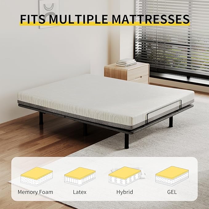 MULIN Twin XL Adjustable Bed Frame, Independent Head & Foot Incline with Wireless Remote, TV/Zero Gravity/ZZZ Preset, 2 USB Ports, Flashlight & Storage Shelf