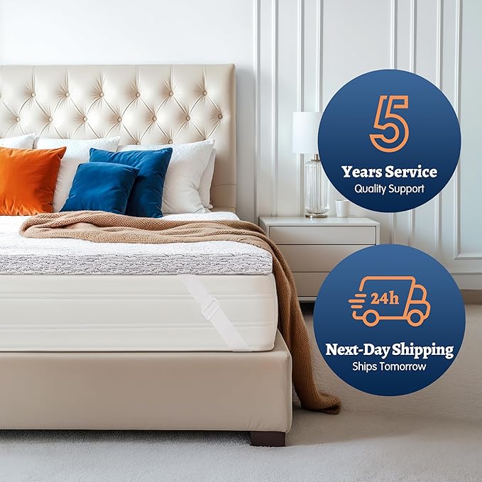 Subrtex Cooling Mattress Topper Cover Queen Size 2 Inch (Only Cover) Mattress Topper Protector Bedding Removable Mattress Encasement with Zipper Closure
