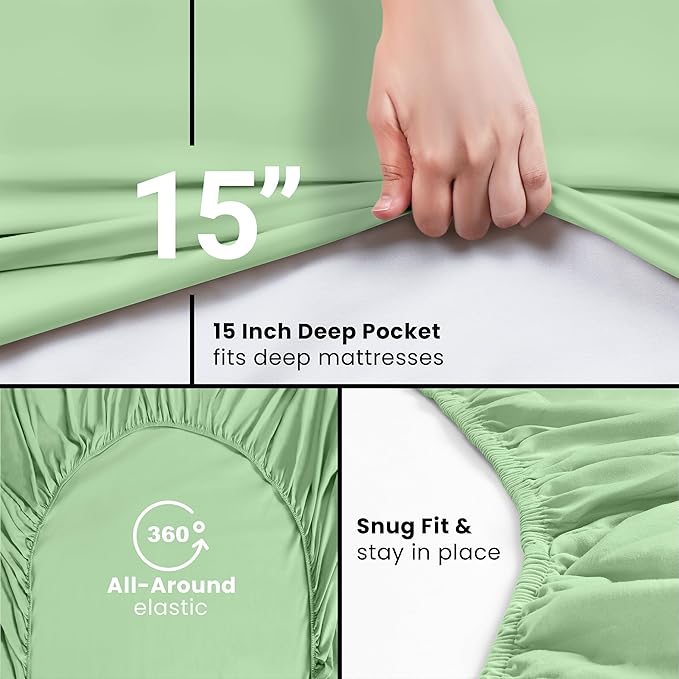Utopia Bedding King Fitted Sheet - Bottom Sheet - Deep Pocket - Soft Microfiber - Shrinkage and Fade Resistant - Easy Care -1 Fitted Sheet Only (Sage Green)