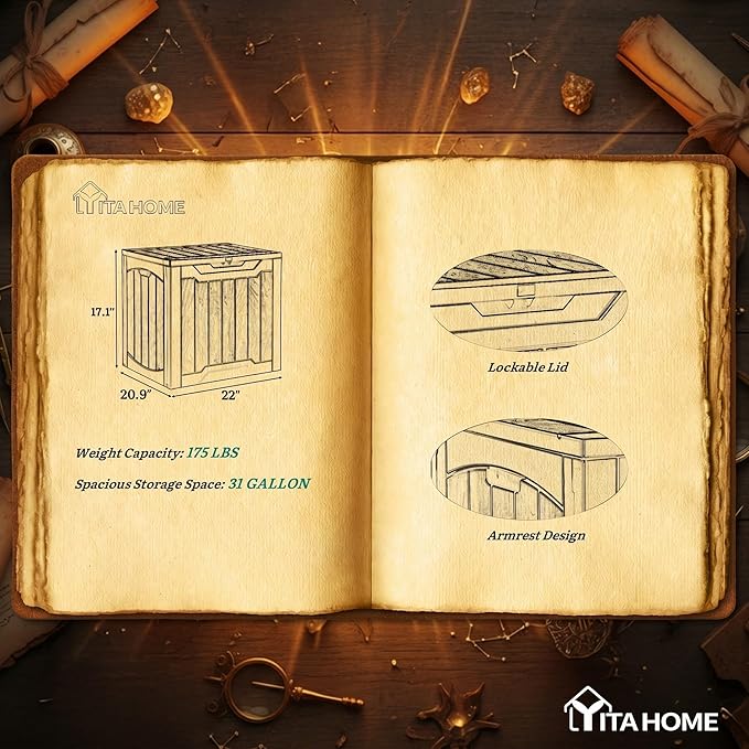 YITAHOME 31 Gallon Deck Boxes Set of 2, Lockable Outdoor Storage Bins for Patio Cushions, Garden Tools, Weather-Resistant Resin Storage Solution, Black