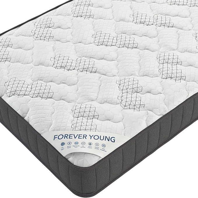 Ottomanson Twin 9" Hybrid Mattress - Medium Firm Support - Made in USA - Individually Pocketed Coils & CertiPUR-US Foam - Fiberglass-Free - Bed in a Box