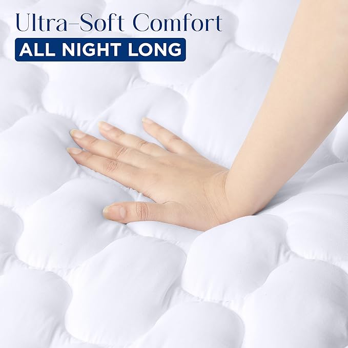 Utopia Bedding Waterproof Mattress Protector, Full Mattress Pad, Noiseless Quilted Fitted Cover with Deep Pocket Stretches up to 16 Inches (White)