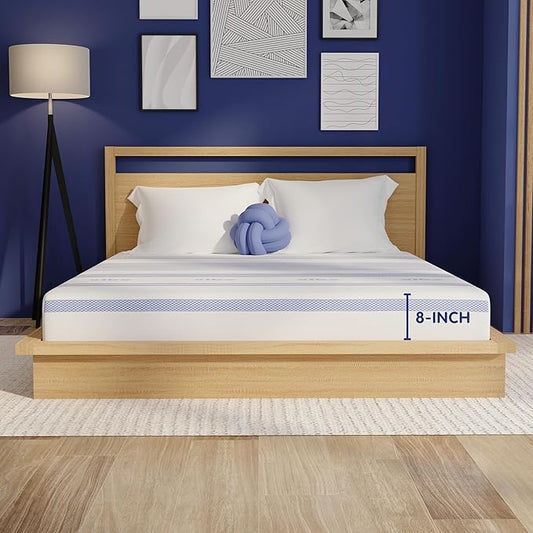Vibe Gel Memory Foam 8-Inch Mattress - Bed-in-a-Box - Twin Size - White - Certi-PUR Certified