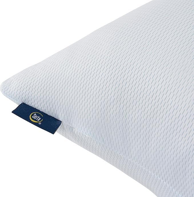Serta Won't Go Flat King Size Set of 2 Down Alternative Cooling Bed Pillows, Extra Life Foam Core with Medium Support, Perfect for Back, Stomach or Side Sleepers, White