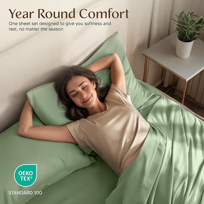 Utopia Bedding Twin XL Sheet Set – 3 Piece Bed Sheets for Twin XL Size Bed, Soft and Breathable Microfiber, Includes 1 Fitted Sheet, 1 Flat Sheet and 1 Pillowcase – Oeko Tex (Sage)