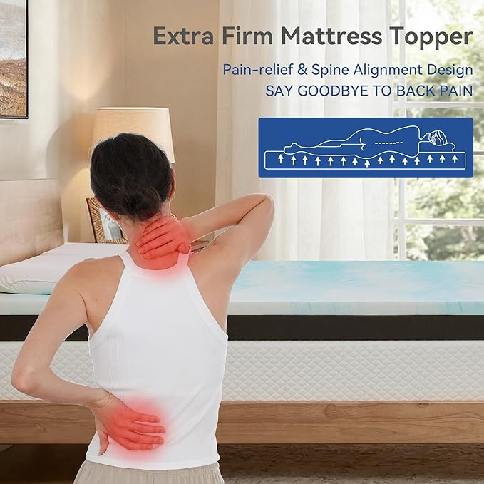 Firm to Extra Firm Mattress Topper Twin Size 3 Inch, Pain Relieving Foam Bed Topper for Extra Support, Gel Memory Foam&High-Density Foam Mattress Pad, CertiPUR-US Certified