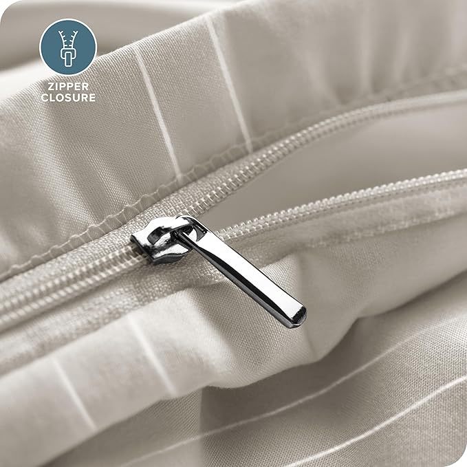 Bare Home Bedding Duvet Cover Extra Long Size - Premium 1800 Super Soft - Lightweight, Duvet Cover - Soft Textured Bedding (Twin/Twin XL, Modern Plaid - Stone/White)