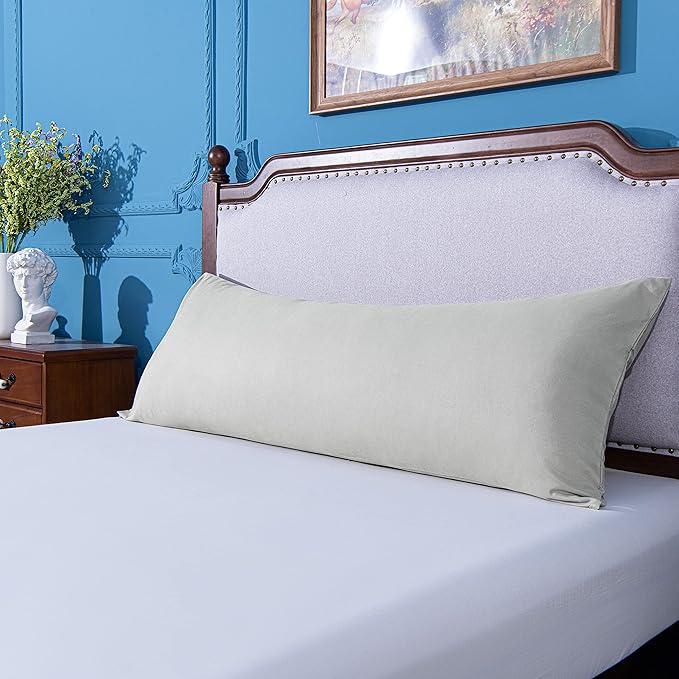NTBAY Body Pillowcase - Brushed Microfiber 20x54 Pillowcase - Soft, Wrinkle-Free, Fade-Resistant, Stain-Resistant, Light Grey Body Pillow Cover with Envelope Closure - 20x54 Inches, Light Grey