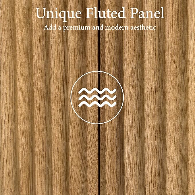 Brafab 67" Fluted Armoire Wardrobe Closet Set of 2 with Drawers and Doors, Wooden Wardrobe Cabinet with Adjustable Shelves, Modern Storage for Clothes, Coats for Bedroom,Natural Wood(2 pcs)