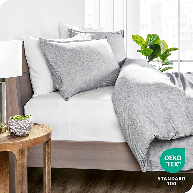 Bare Home Bedding Duvet Cover Full Size - Premium 1800 Super Soft Collection - Lightweight, Duvet Cover - Soft Textured Bedding (Full, Heathered Pewter)