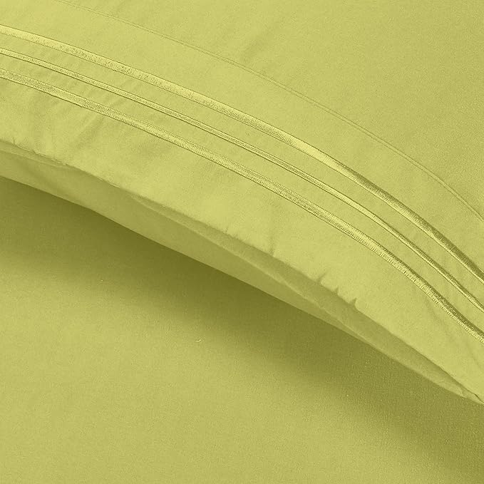 Elegant Comfort Luxury Ultra-Soft 2-Piece Pillowcase Set - 1500 Premium Hotel Quality Microfiber Double Brushed - Wrinkle Resistant, Standard/Queen, Pistachio Green