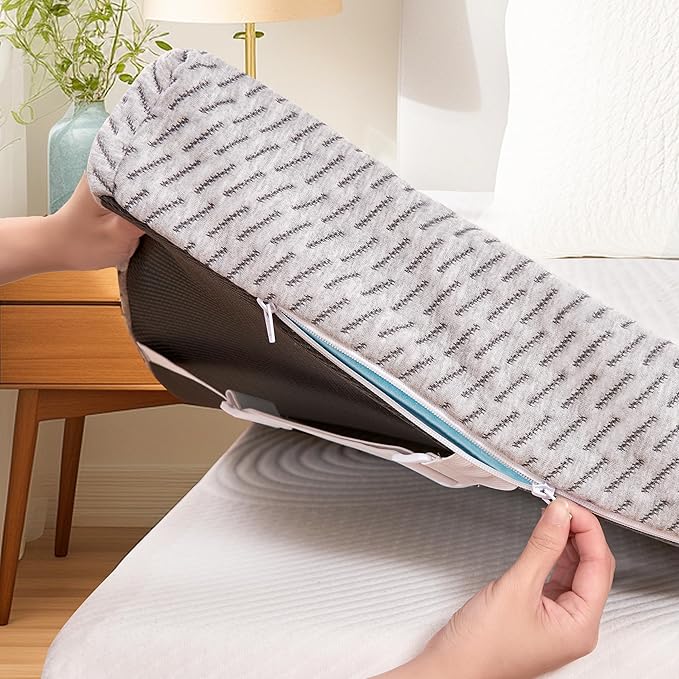 Subrtex Cover for Mattress Topper King Size 3 Inch (Only Cover) Mattress Topper Protector Bedding Removable Encasement with Zipper Closure